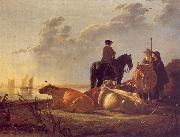 Aelbert Cuyp Cattle with Horseman and Peasants oil painting artist